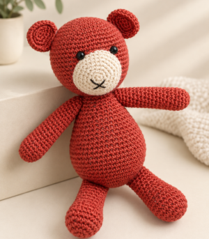 Cozy Coral Crochet Teddy Bear