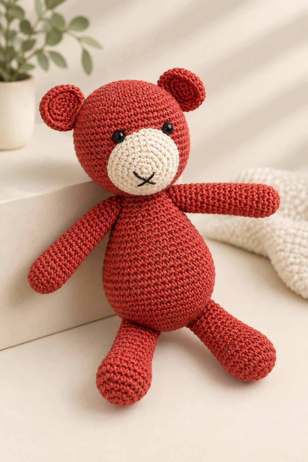 Cozy Coral Crochet Teddy Bear
