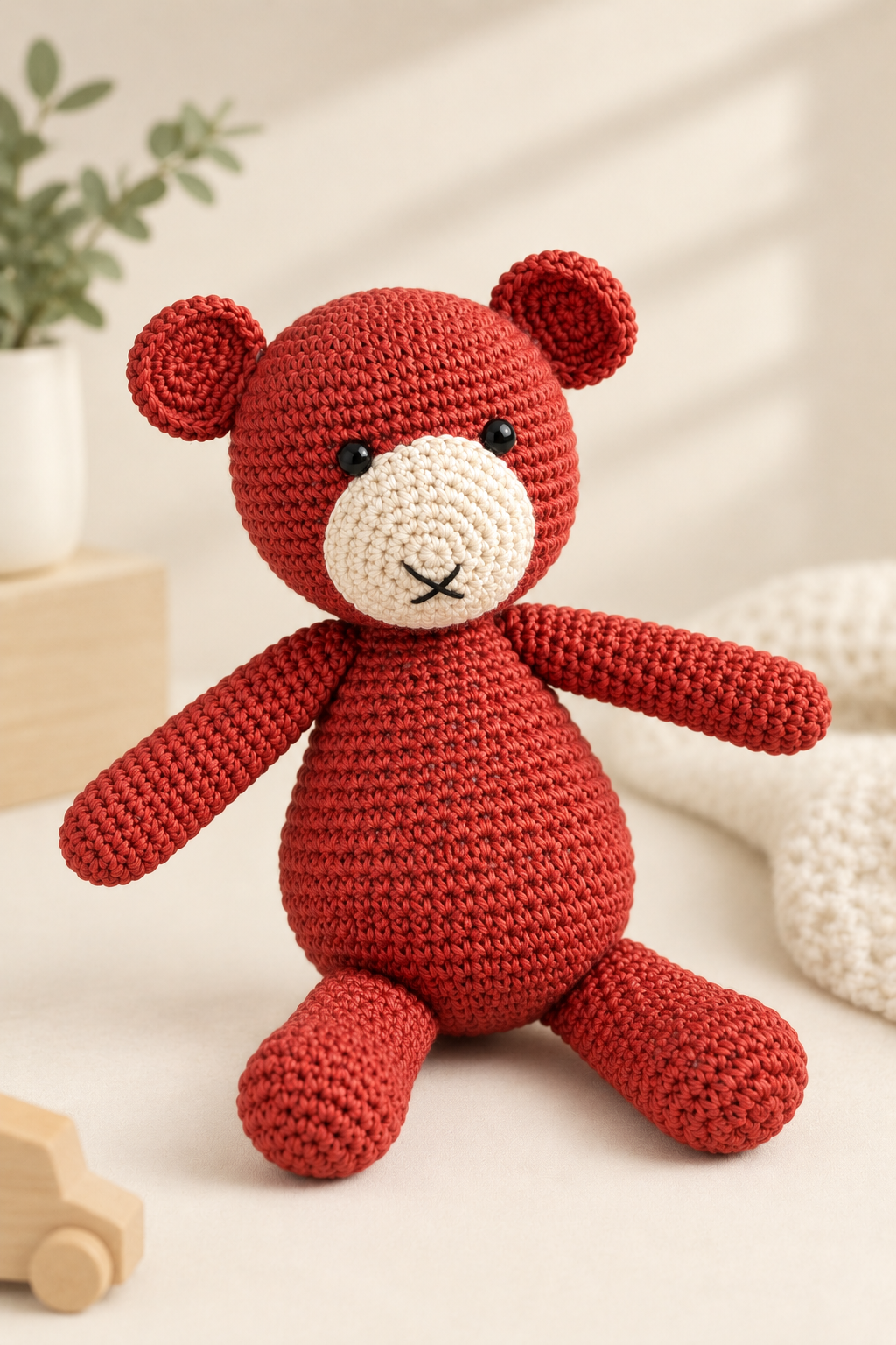 Cozy Coral Crochet Teddy Bear
